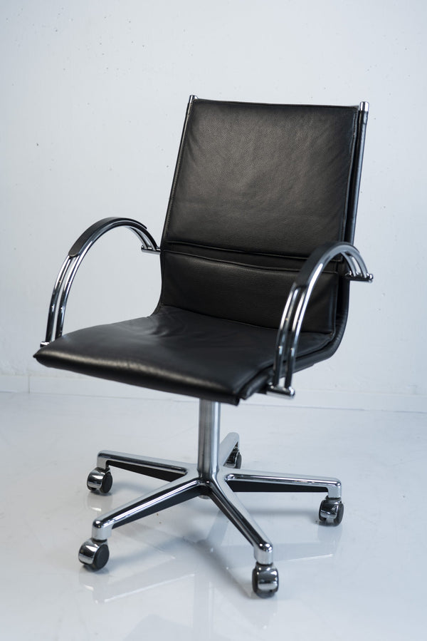 Walter Knoll, Drehstuhl, Leder, Chrom/Schwarz