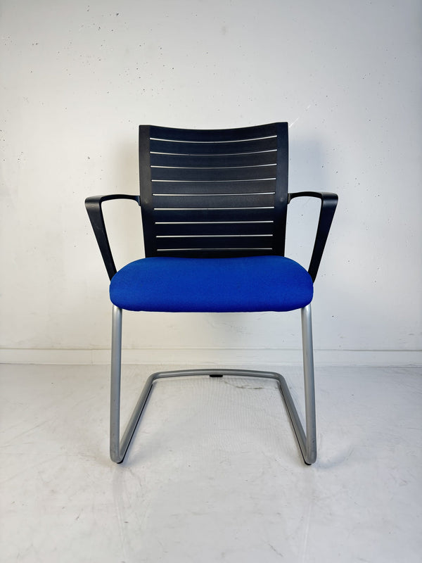 Steelcase "Werndl #1", Freischwinger, Silber/Blau/Schwarz
